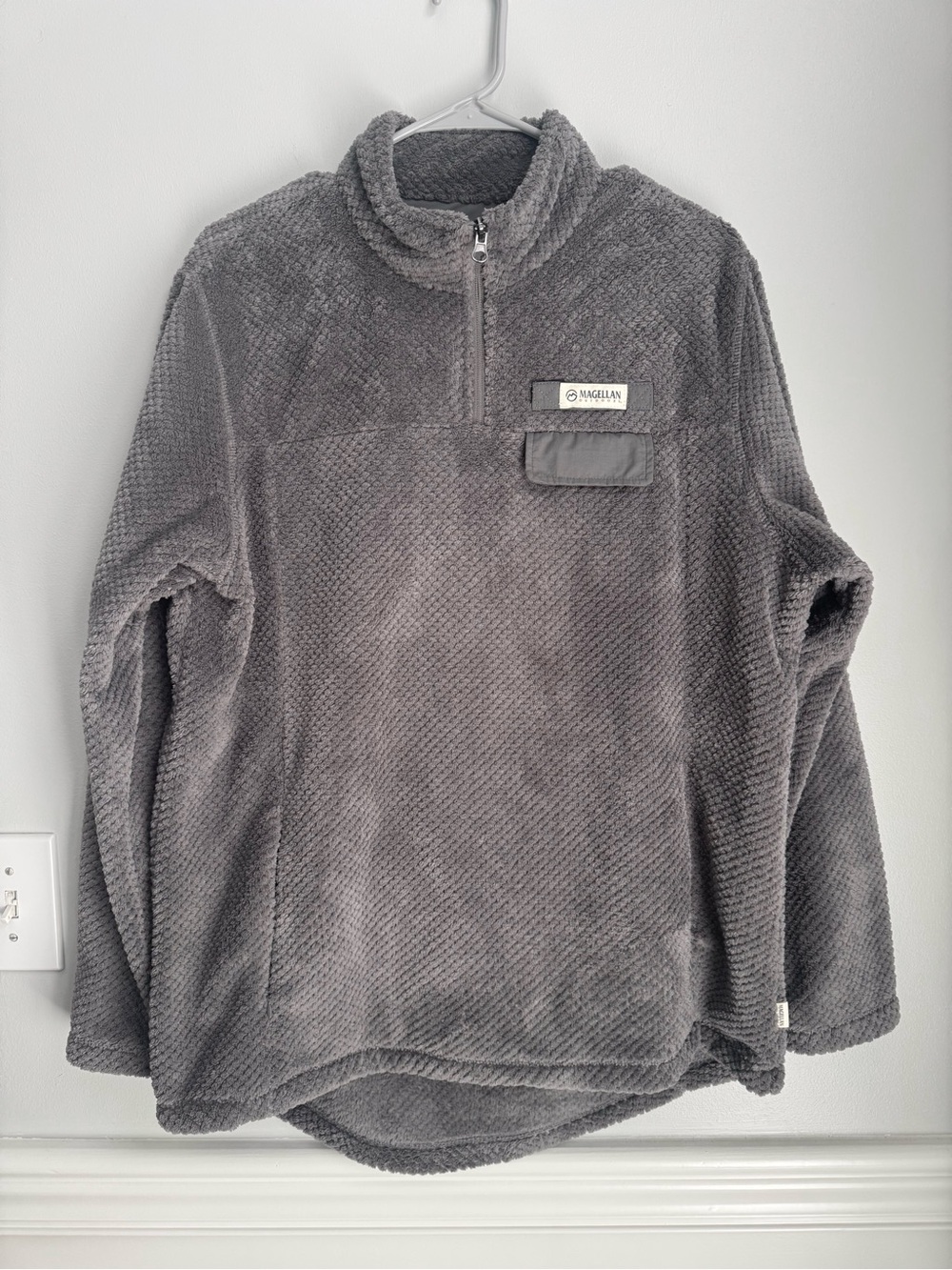 Magellan Outdoors Womens Gray Fleece Quarter-Zip Pullover